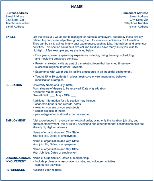 Resume combination format template